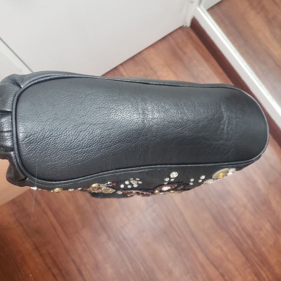 Mary Frances Vintage Deep Sea Connection Black Leather Beaded Fish satchel bag. - Picture 6 of 9